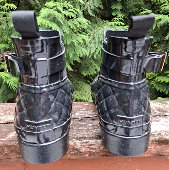 Hunter Black Quilted Chelsea Rain Boots Ankle Boots - Picture 4 of 8